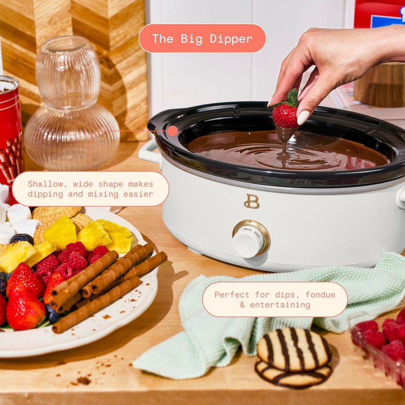 2.5 Qt Dip and Serve Manual Slow Cooker, White Icing by Drew Barrymore2