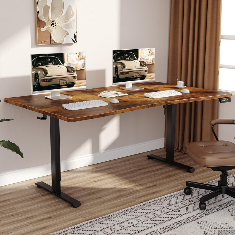 63x28 Electric Standing Desk Sit Stand Home Office Computer Table Brown7