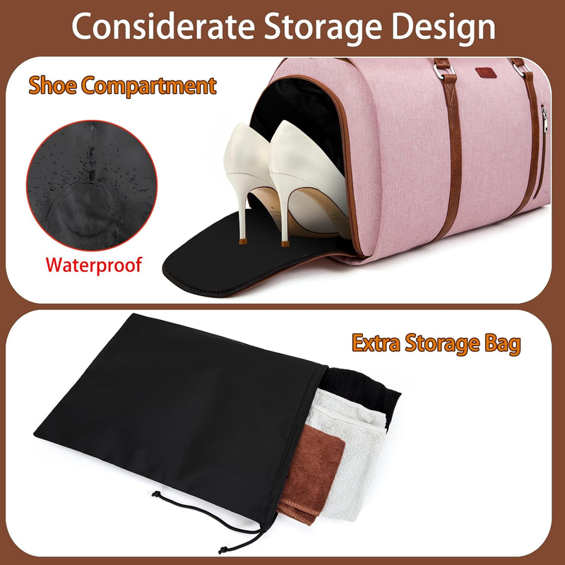 2in1 Garment Duffle Bag Shoe Compartment 4Pc Set Travel Carry On1