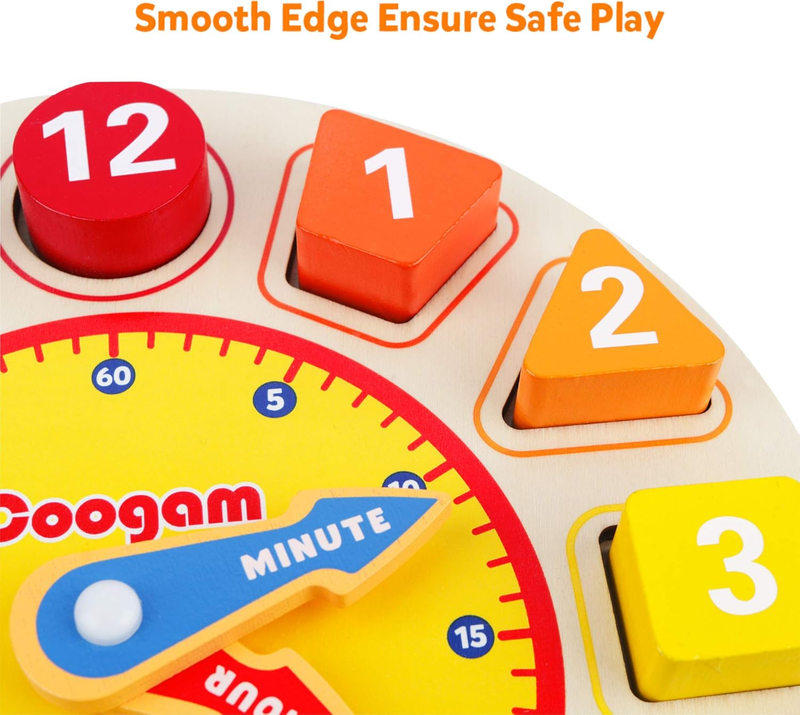 Wooden Shape Sorting Clock Montessori Educational Toy Number Puzzle Kids Gift6