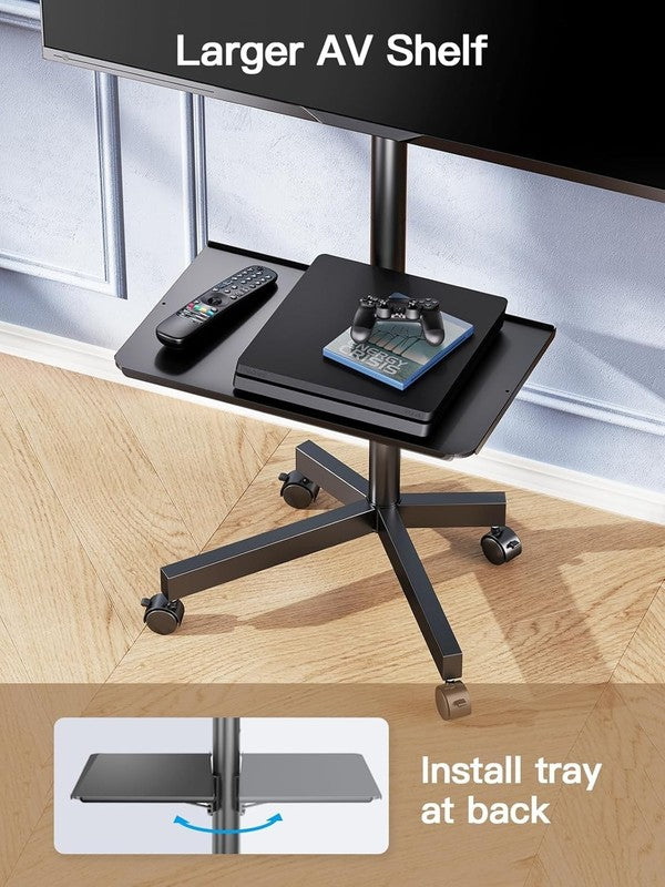 Rolling TV Stand with Wheels for 23–60" TVs, Mobile Cart with Shelf, 55 lbs4
