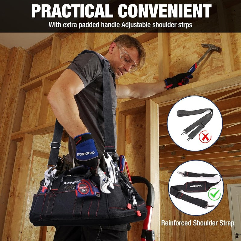 16" Close Top Wide Mouth Tool Bag Waterproof Rubber Base 3