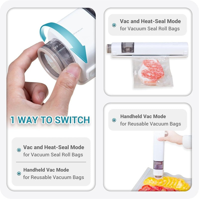 Compact Vacuum Sealer for Food, Magnetic Back, 60Kpa Powerful Handheld Vacuum Se3