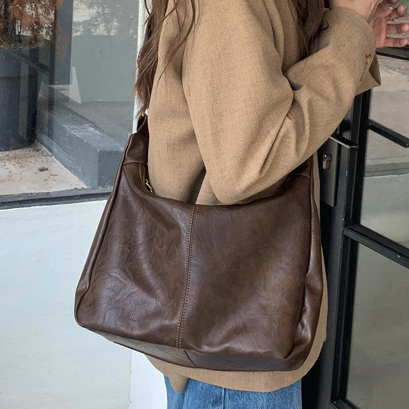 Hobo Bags for Women Vegan Leather Soft Foldable Shoulder Slouchy Tote Purse5