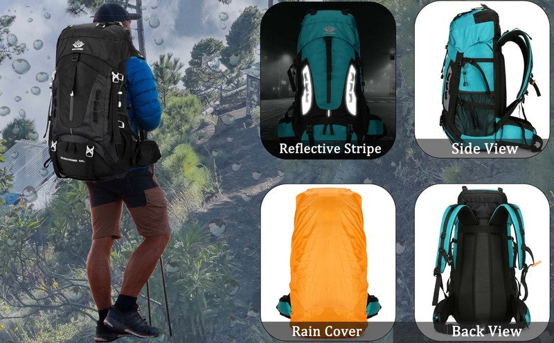 60L Travel Hiking Camping Backpack with Rain Cover,Backpack Water Resistant,Trav8