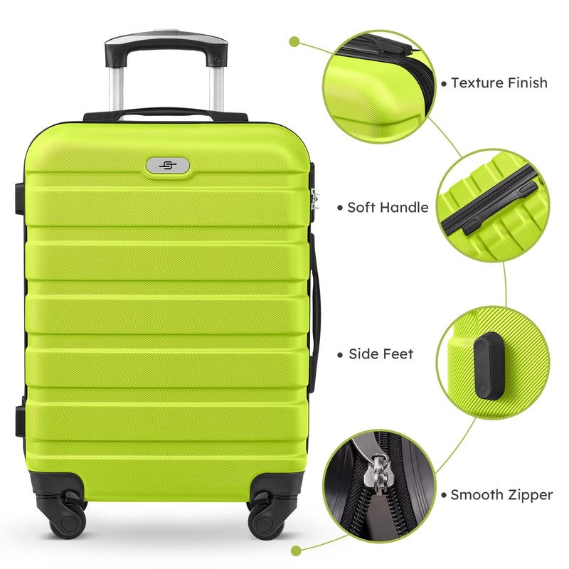4 Piece Luggage Set Hardside Spinner Suitcase 16 20 24 28 Inch Lime Green3