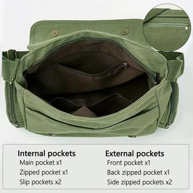 Pattern Messenger Bag Cute Canvas Crossbody Shoulder Handbag Pockets Unisex2