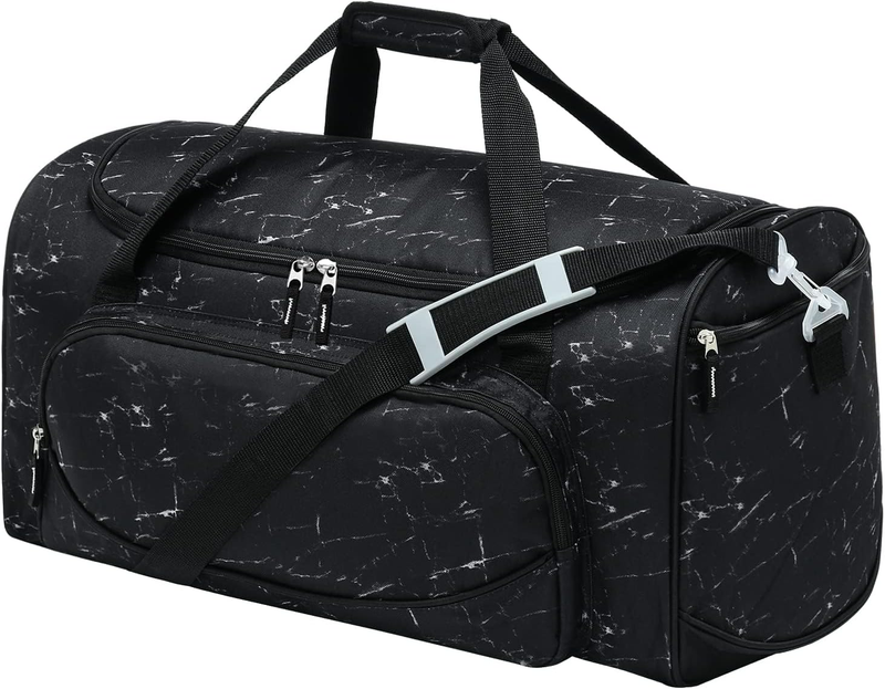 55L Heavy Duty Gym Duffle Bag for Men Gray Durable Travel Sports Black Marble10