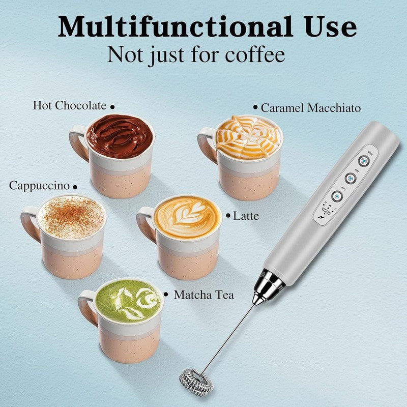 Milk Frother Handheld for Coffee, Electric Whisk 3 Speed Adjustable, Drink Mixer6