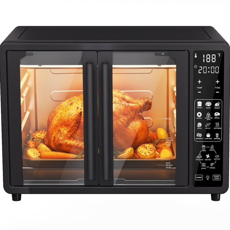 25 QT French Door Air Fryer Toaster Oven Combo, Bake, Broil, Roast, 19 Cooking F8