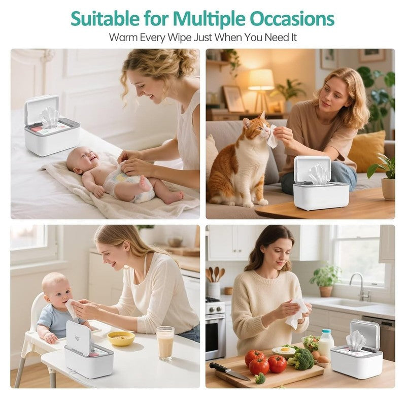 Baby Wipe Warmer 3 Level Temp Control Silent Heating Large White4