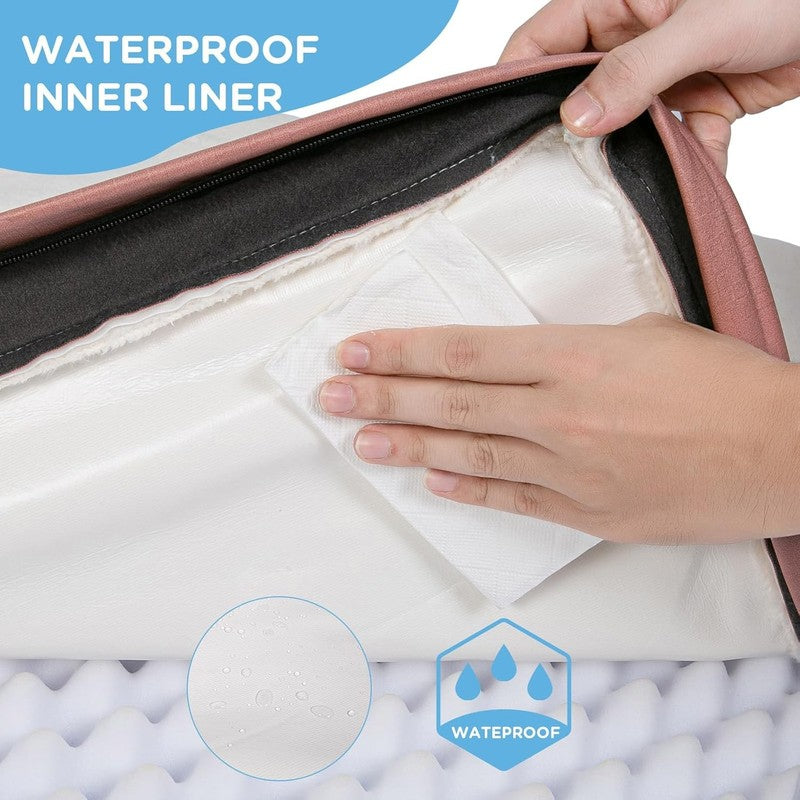 Orthopedic Dog Bed for Large Dogs   Waterproof Plush Crate Bed, Washable, Pink1