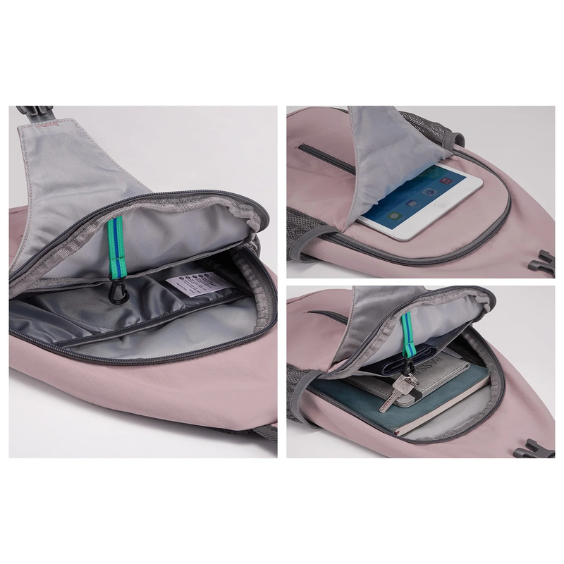 Unisex Hiking Travel Nylon Sling Bag Cross Body Shoulder Chest Bag,Pink1