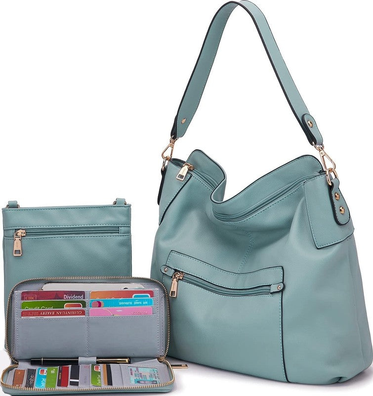 Women Large Crossbody Bag Shoulder Handbag Purse Wallet Set Hobo Tote6