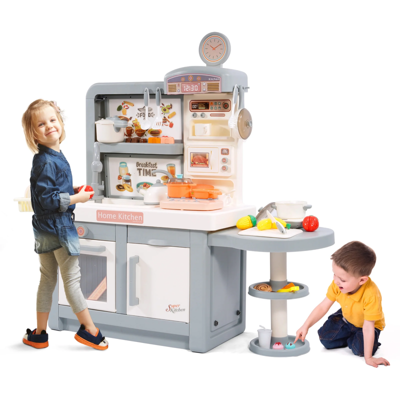 49-Piece Toddler Kitchen Playset，Pretend Food，With Stove, Sink, and Accessories,0