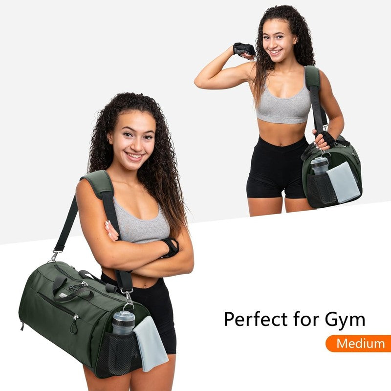 Gym Bag Unisex Duffel Shoe Compartment Wet Pocket Travel Sports Green M2