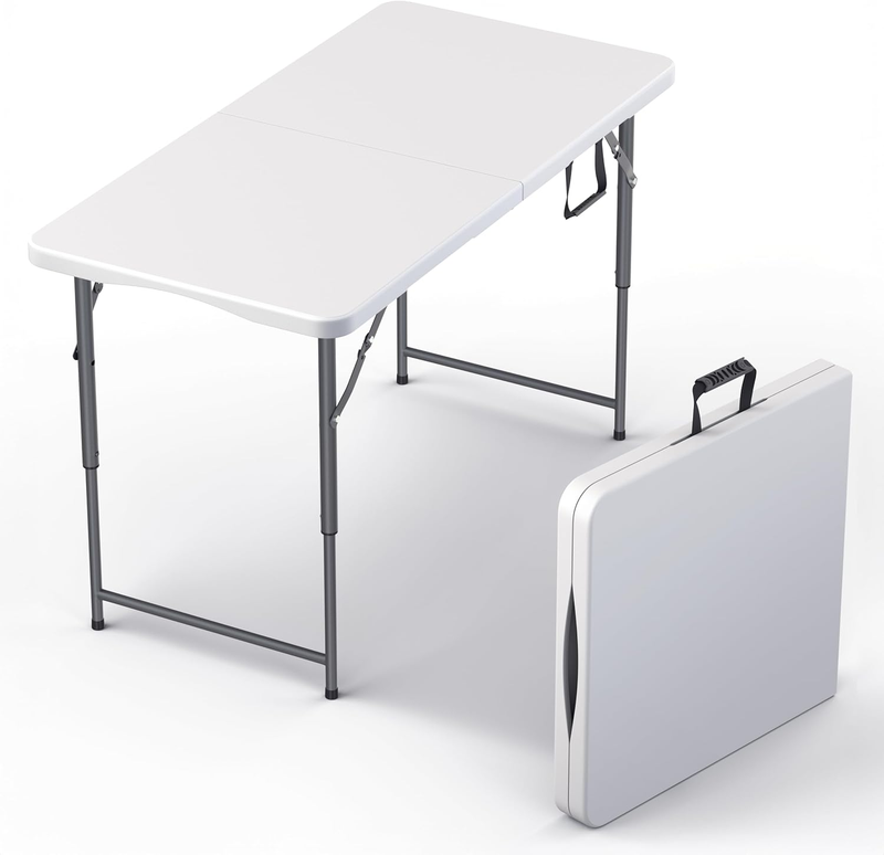 4FT Foldable Table Adjustable Height Steel Legs Heavy Duty Portable8