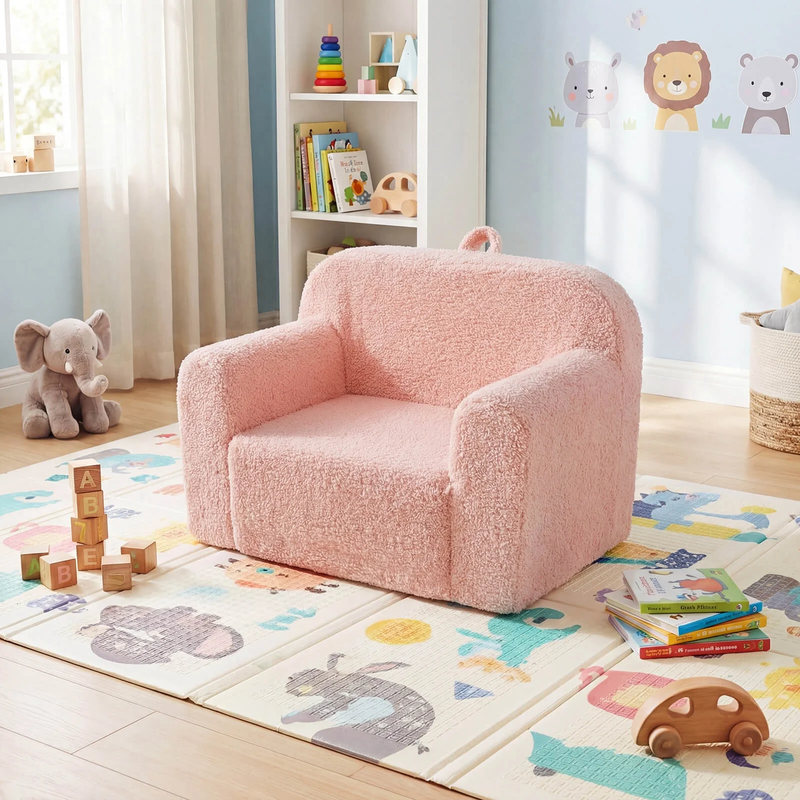 Kids Couch Portable Toddler Sofa with Handle Anti Slip Base Removable Comfy Chai1