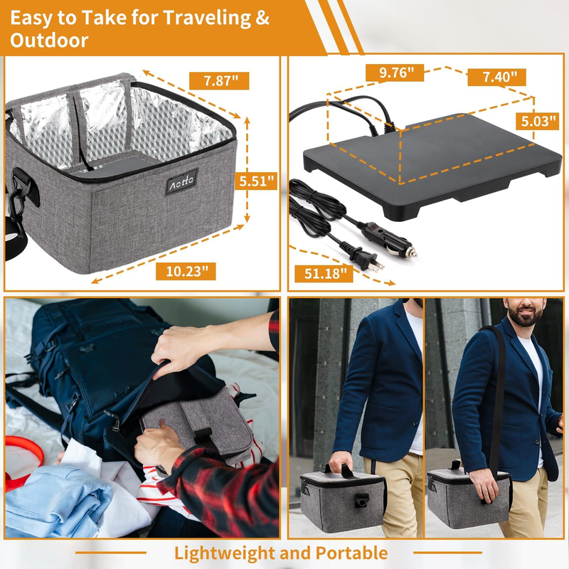 Portable Electric Lunch Box Food Warmer 12V/24V/110V Car Oven Grey4