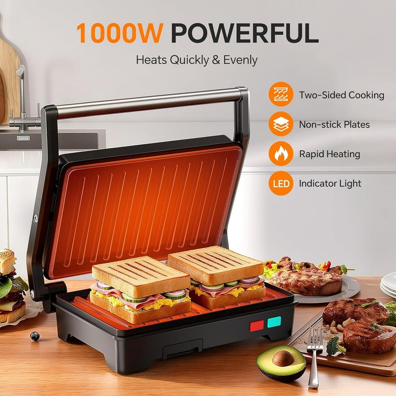 Panini Press Grill 1000W 3-in-1 Sandwich Maker Nonstick Stainless Steel1