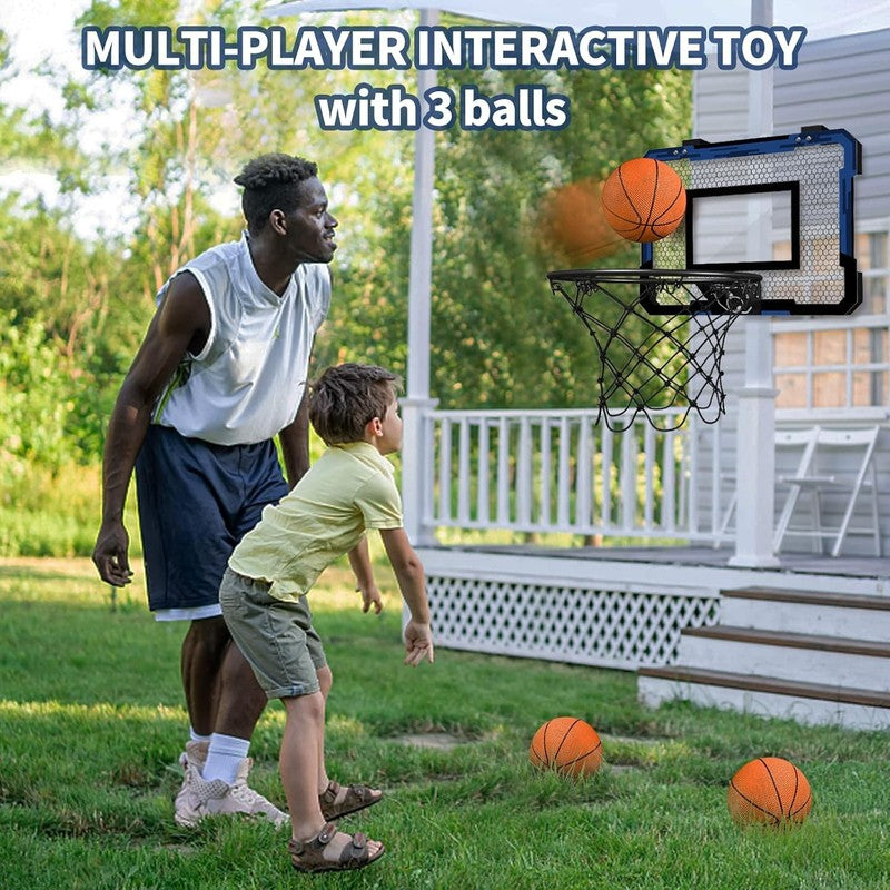 Mini Basketball Hoop Over Door with 3 Balls & Inflator Breakaway Rim Blue6