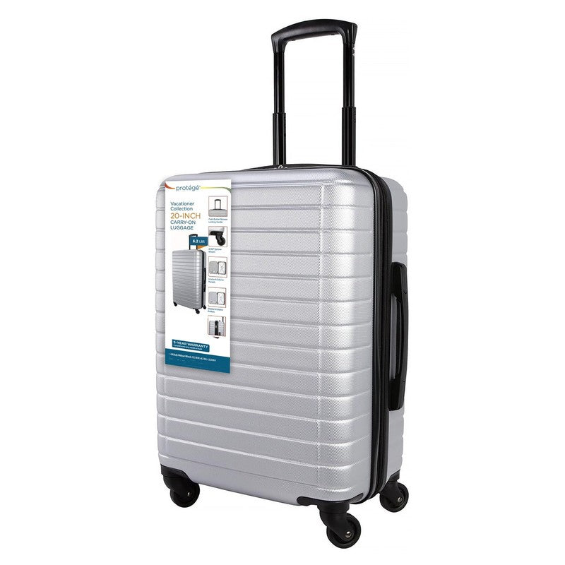 Protégé Vacationer 20" Carry On Expandable Hardside Luggage Silver Spinner4