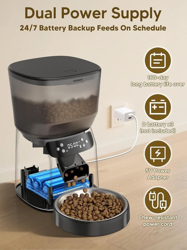 Automatic Cat Feeder and Water Fountain, 4L Pet Food Dispenser with 2L Filter1