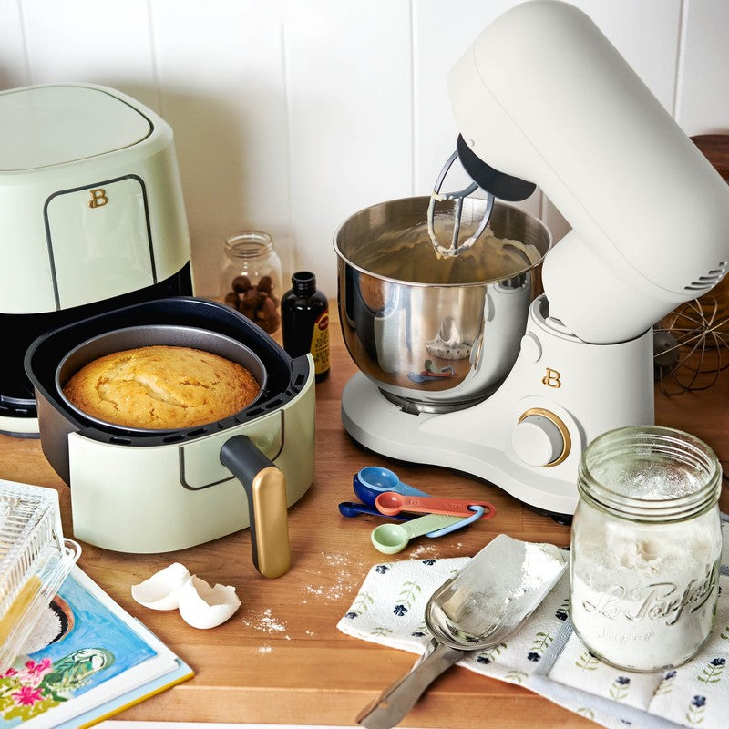 3.5 Qt Stand Mixer White Icing w/ Flat Beater Dough Hook & Whisk7