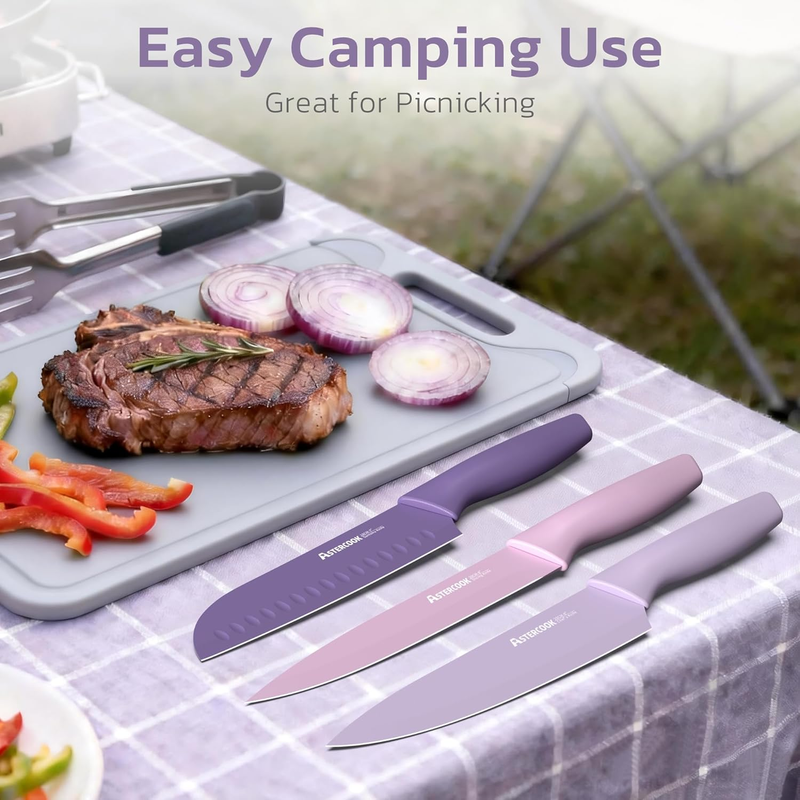 13pc Knife Set Stainless Steel Kitchen Knives w/ Blade Guards Set4