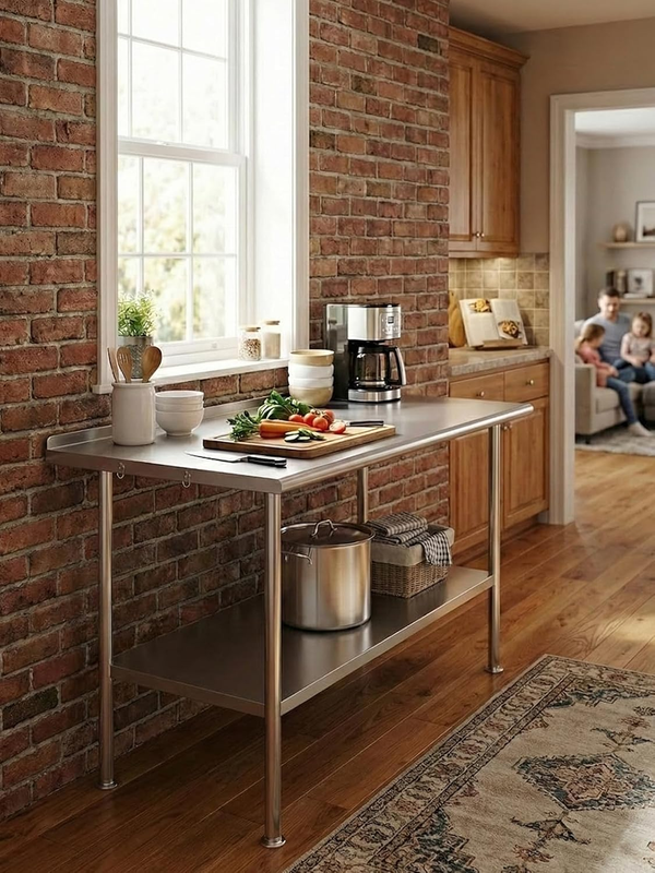 24x48 Stainless Steel Prep Duty Backsplash Adjustable Undershelf Outdoor Kitchen5