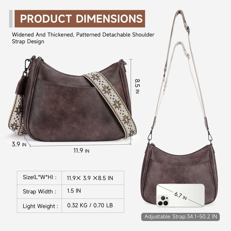 Trendy Leather Crossbody Purse with Adjustable Strap, Women'S Shoulder Handbag5