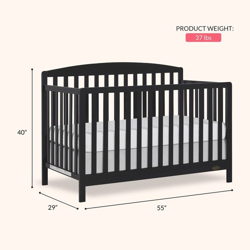 Odelle 5-in-1 Convertible Crib Toddler Day Kids Full Bed Matt Black4