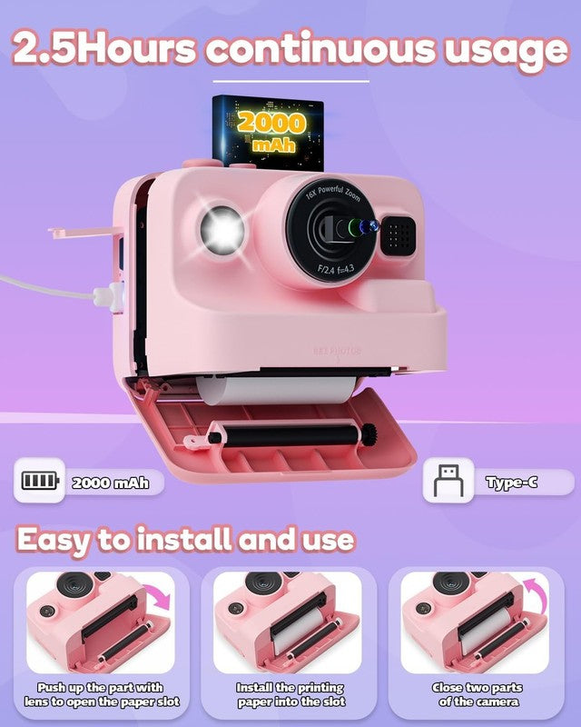 Kids Camera Instant Print,1080P Kids Instant Cameras That Print Photos,Christmas5