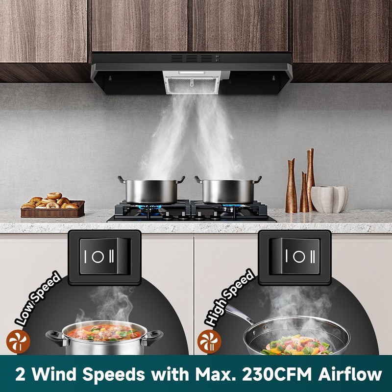36" Under Cabinet Range Hood Stainless Steel 2-Speed LED Kitchen Vent 120V1