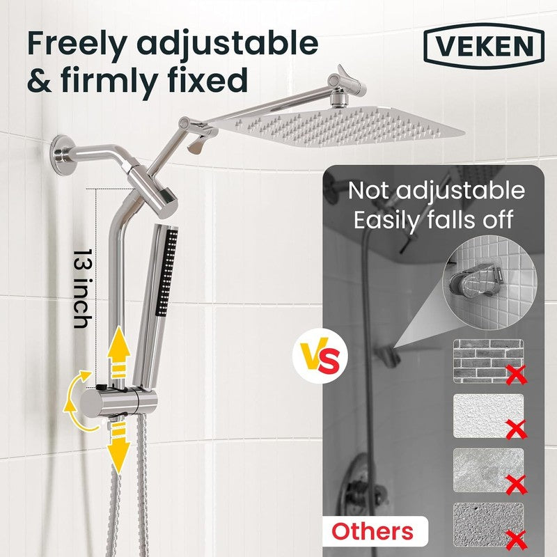 10in All Metal Rain Shower Head w Handheld High Pressure Dual Chrome1