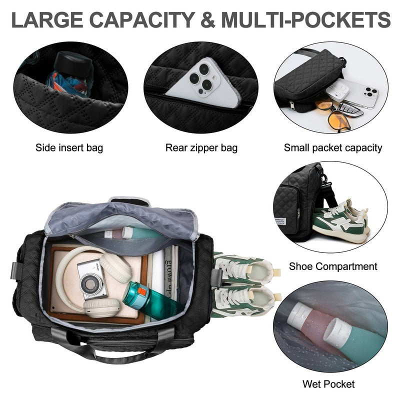 Travel Duffle Bag Weekender Bags for Women with Shoe Compartment Carry on Overni3
