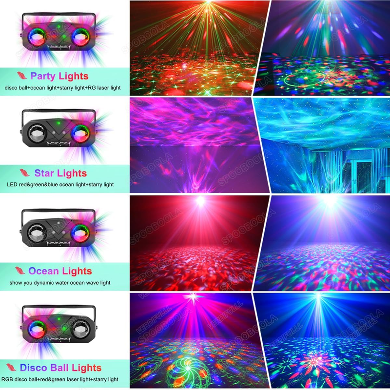 Disco Ball Light Sound Activated DJ Strobe Ocean Star Projector w/ Remote2