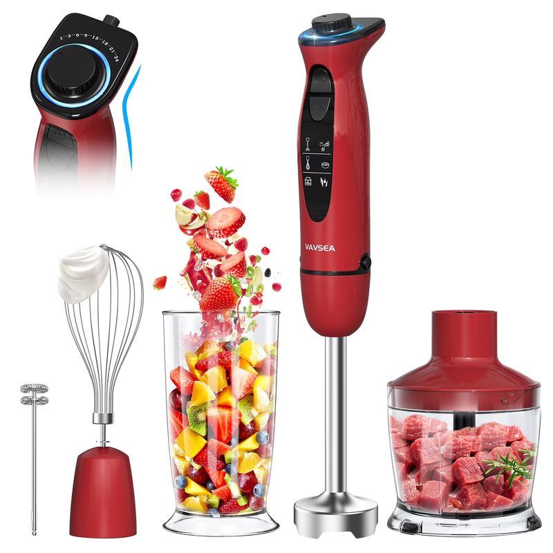 Immersion Blender, 1100W 5-In-1 Hand Blender, 24-Speed Handheld Stick Blender fo9
