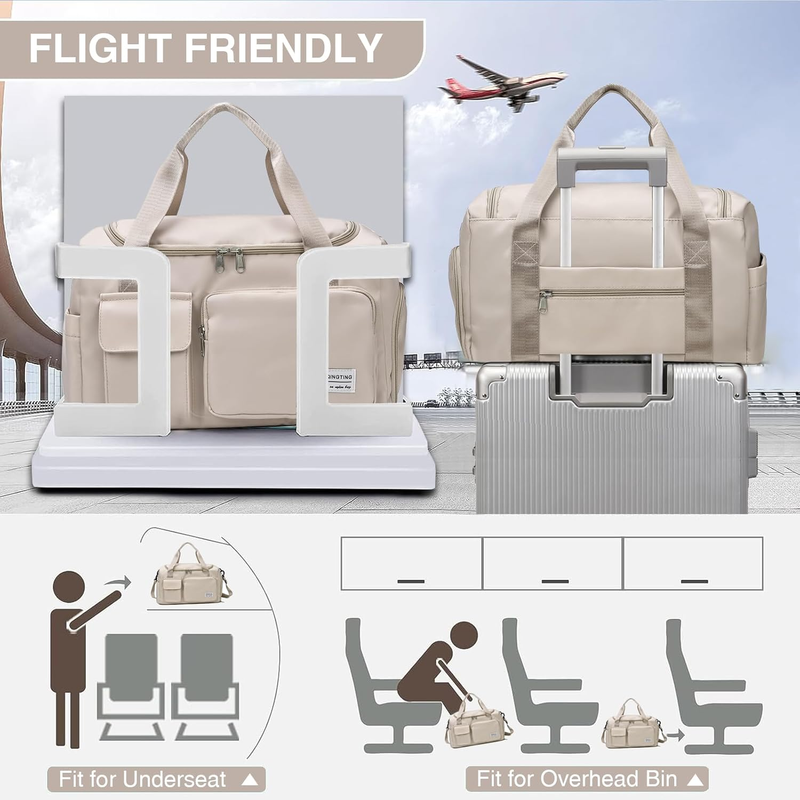 Women Gym Duffle Bag Travel Weekender Carry On w/ Shoe Compartment2