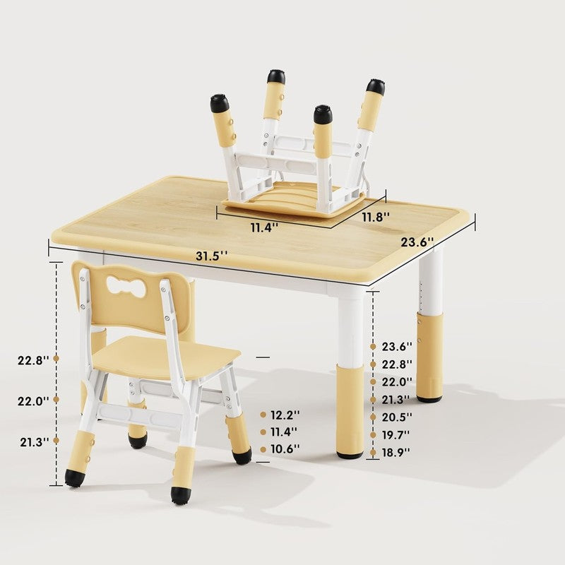 Kids Table and 2 Chairs Set, Height Adjustable Toddler Desk 31.5" L X 23.6" W an7
