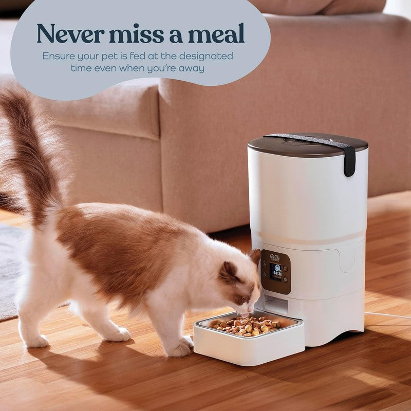 Smart Automatic Cat Feeder, 6L Food with LCD Display for Easy Setup (White)1