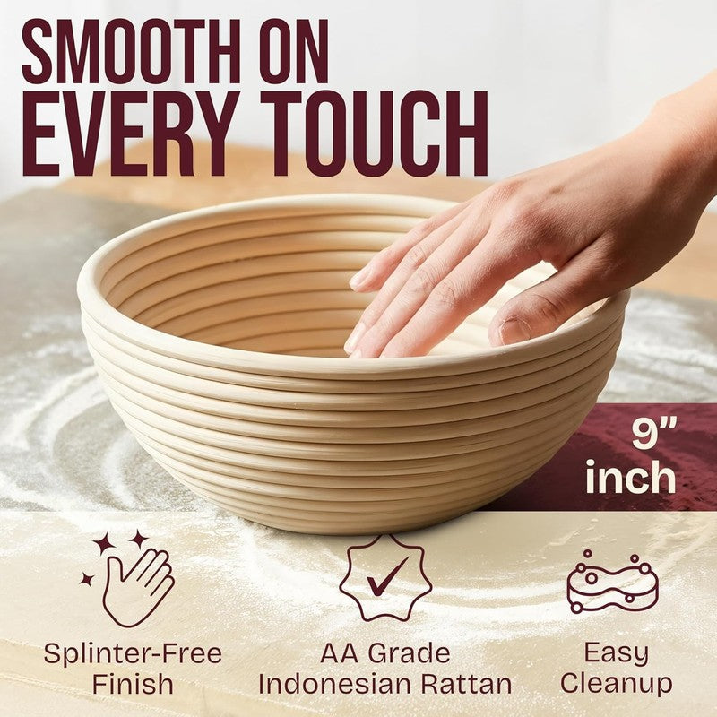 Banneton Bread Proofing Basket, Sourdough Bread Baking Supplies, round 9 Inch So4