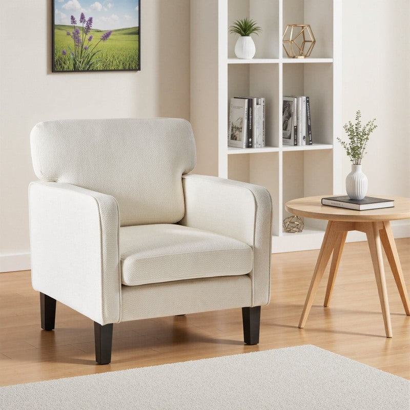 Mid Century Modern Lounge Chair – Curved Back Upholstered Armchair for Living Ro4