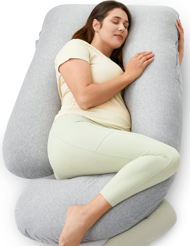57in U Shaped Pregnancy Pillow Full Body Maternity Cotton Gray0