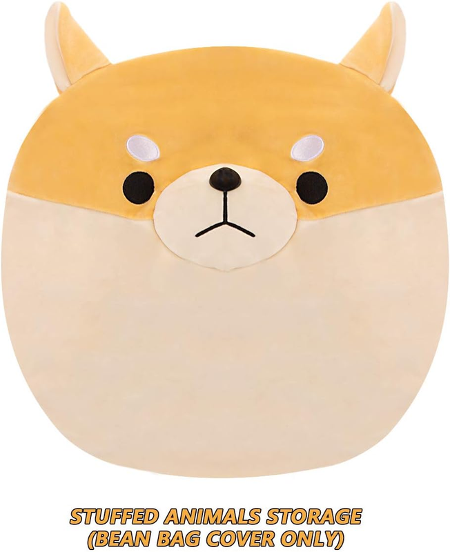 Stuffed Animal Storage Bean Bag Cover Kids Yellow Shiba Inu Toy Organizer3