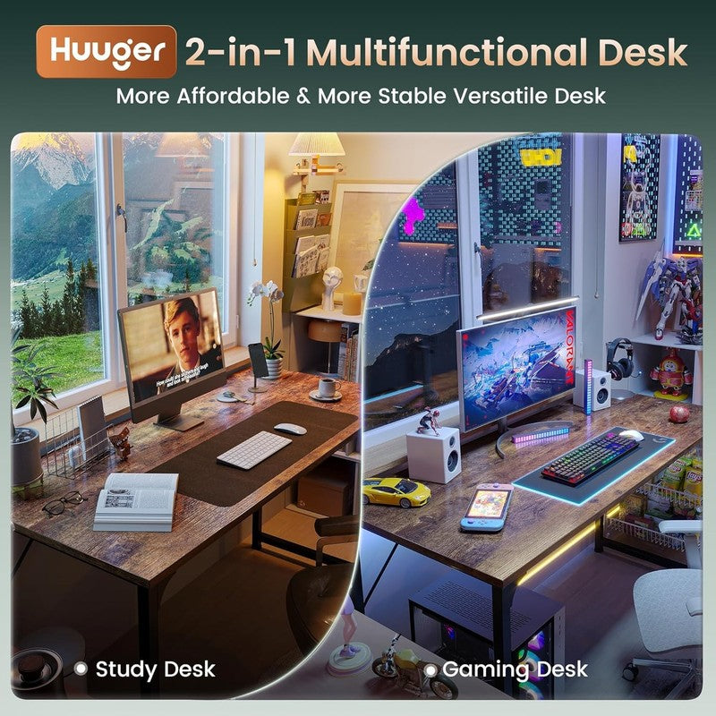 Computer Desk, 55 Inch Home Office Desk, Gaming Writing Work from Home Study Des2