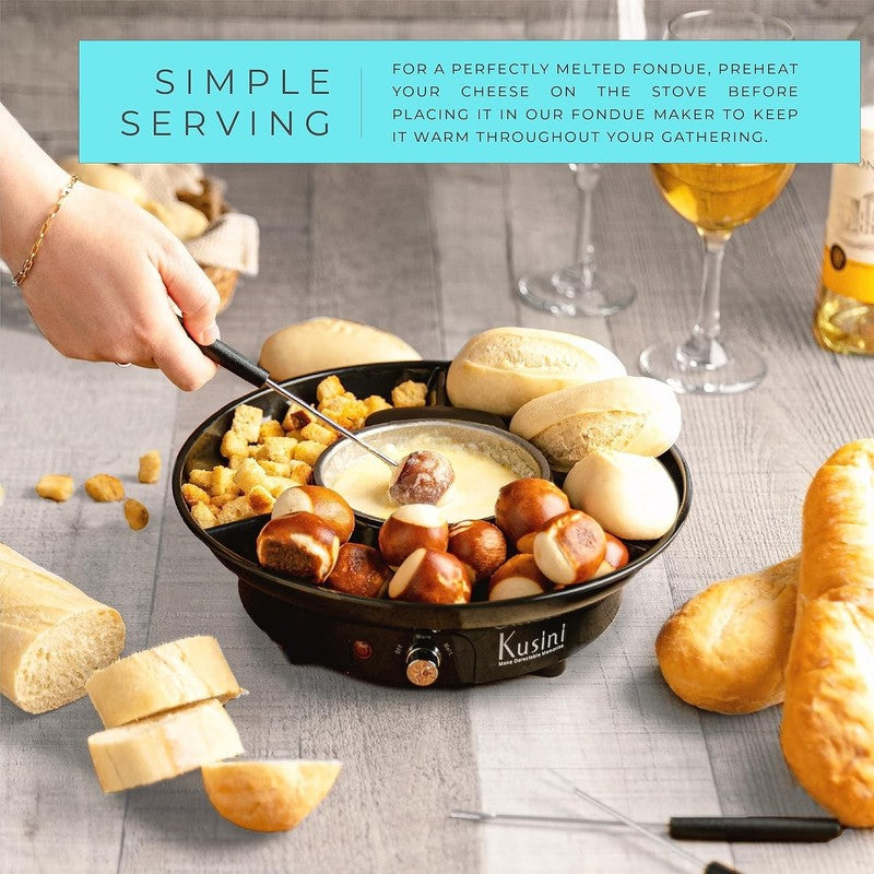 Electric Fondue Pot Set, Temp Control, 4 Forks, Trays, Chocolate Gift Kit5