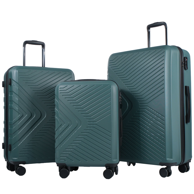 3Pc Hardside Luggage Set TSA Lock Spinner Wheels 20 24 28in Dark Green9