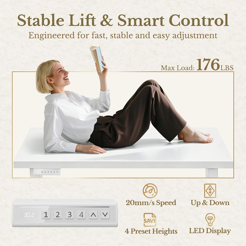 Electric Standing Desk 48in Adjustable Height Home Office Desk White5