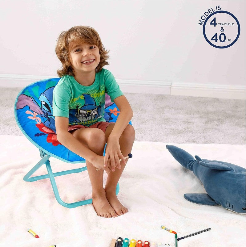 Stitch 19” Folding Toddler Saucer Chair w/ Cushion Kids 3+5